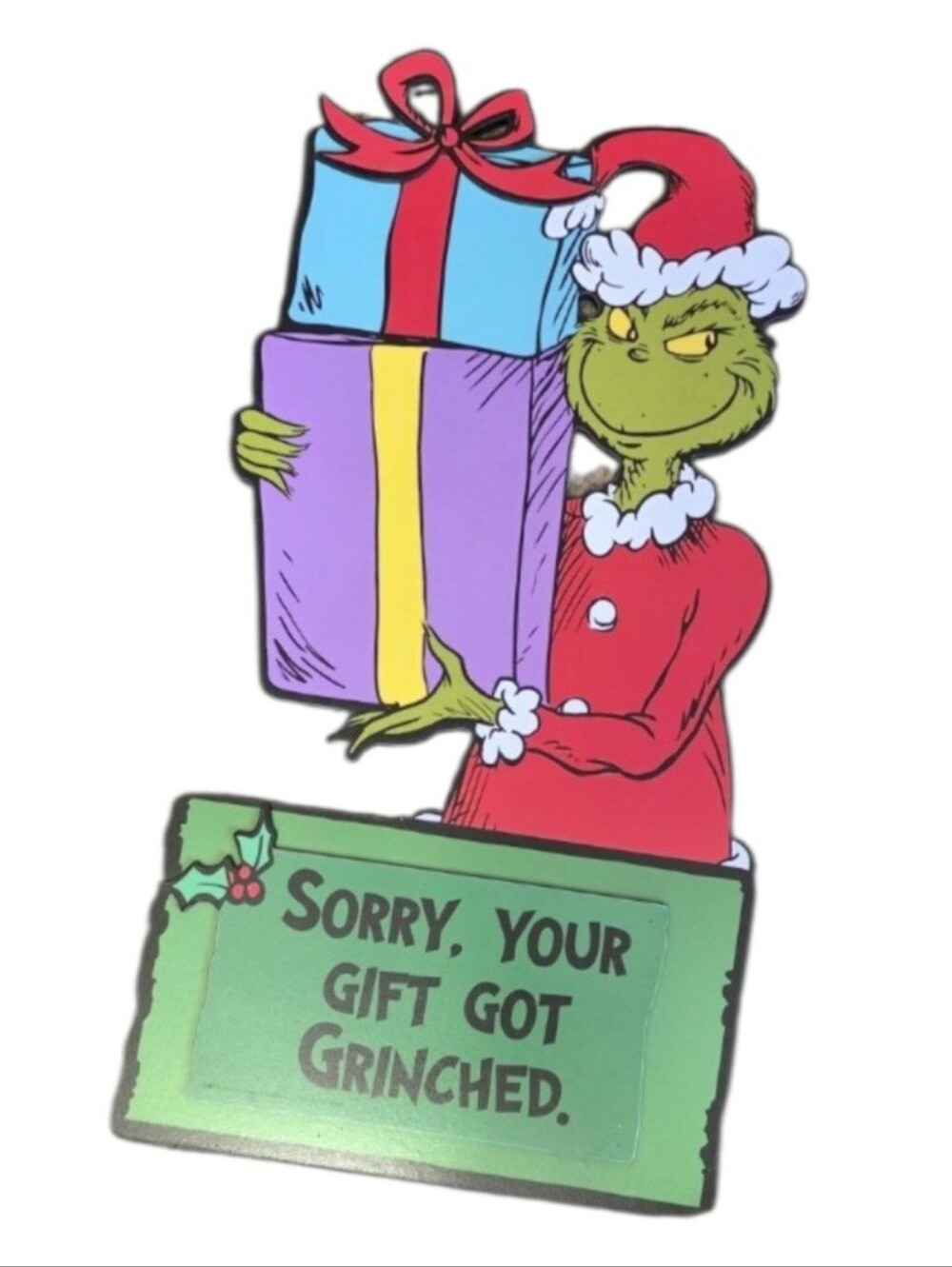 🎄 Grinch Cut-out Holiday Wall Haning.- Green, Red, Purple
